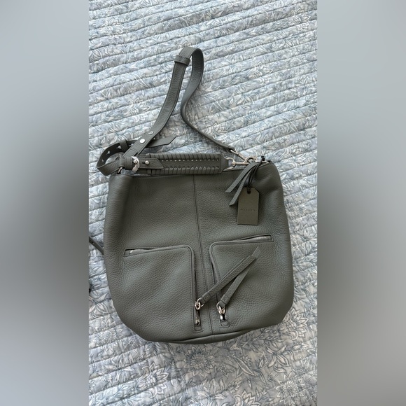 ALL SAINTS Lea Fetch Small Leather Convertible Backpack In Mink Grey NWT - Picture 8 of 8